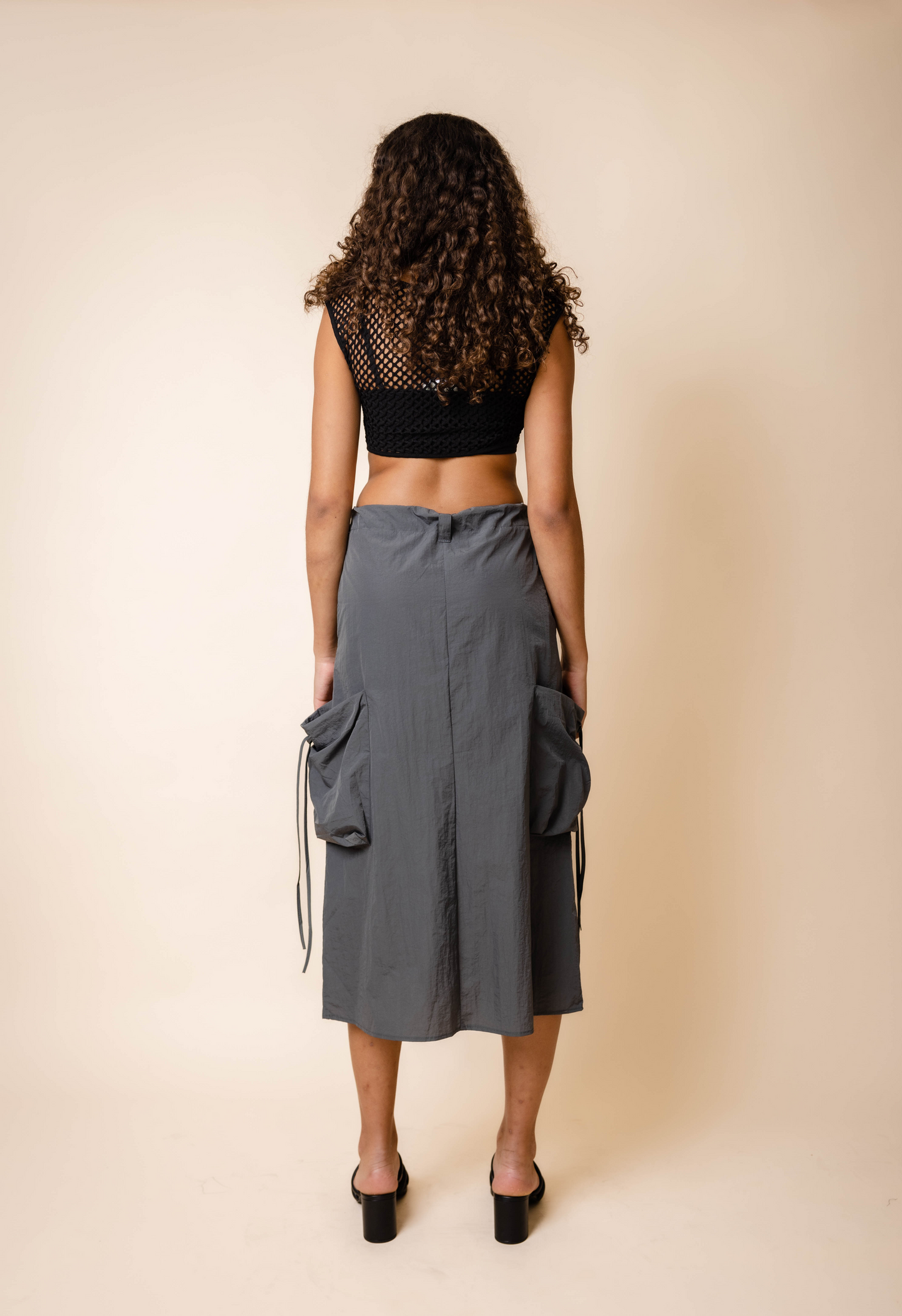 Net Cropped Tank in Black