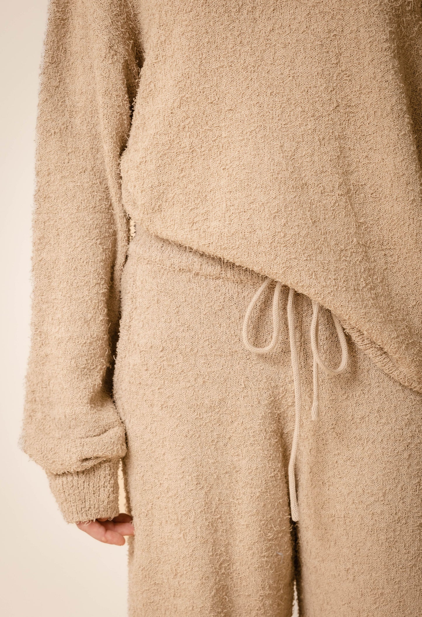Fuzzy Sweater Top In Sand