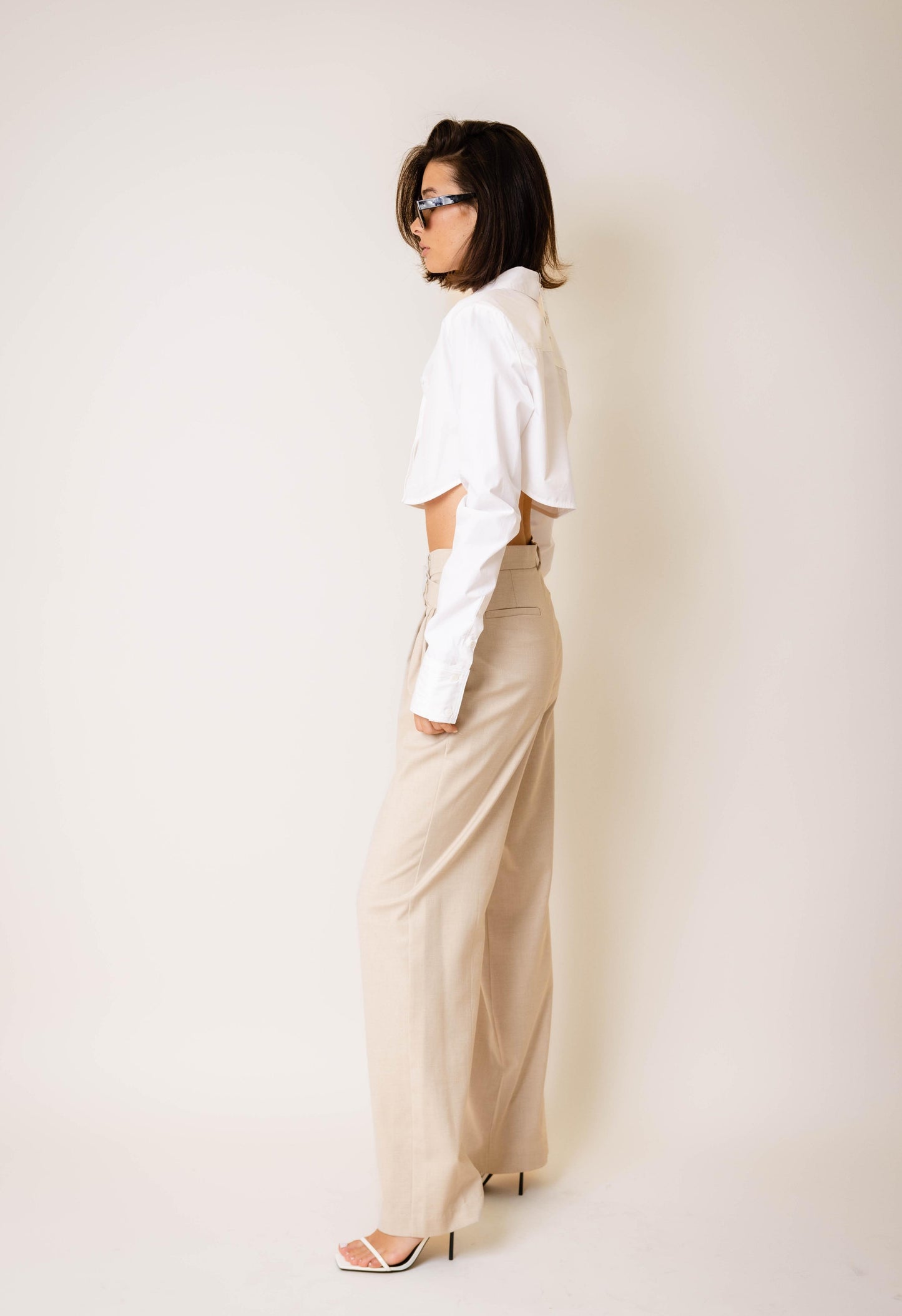 Criss Cross Pants In Beige
