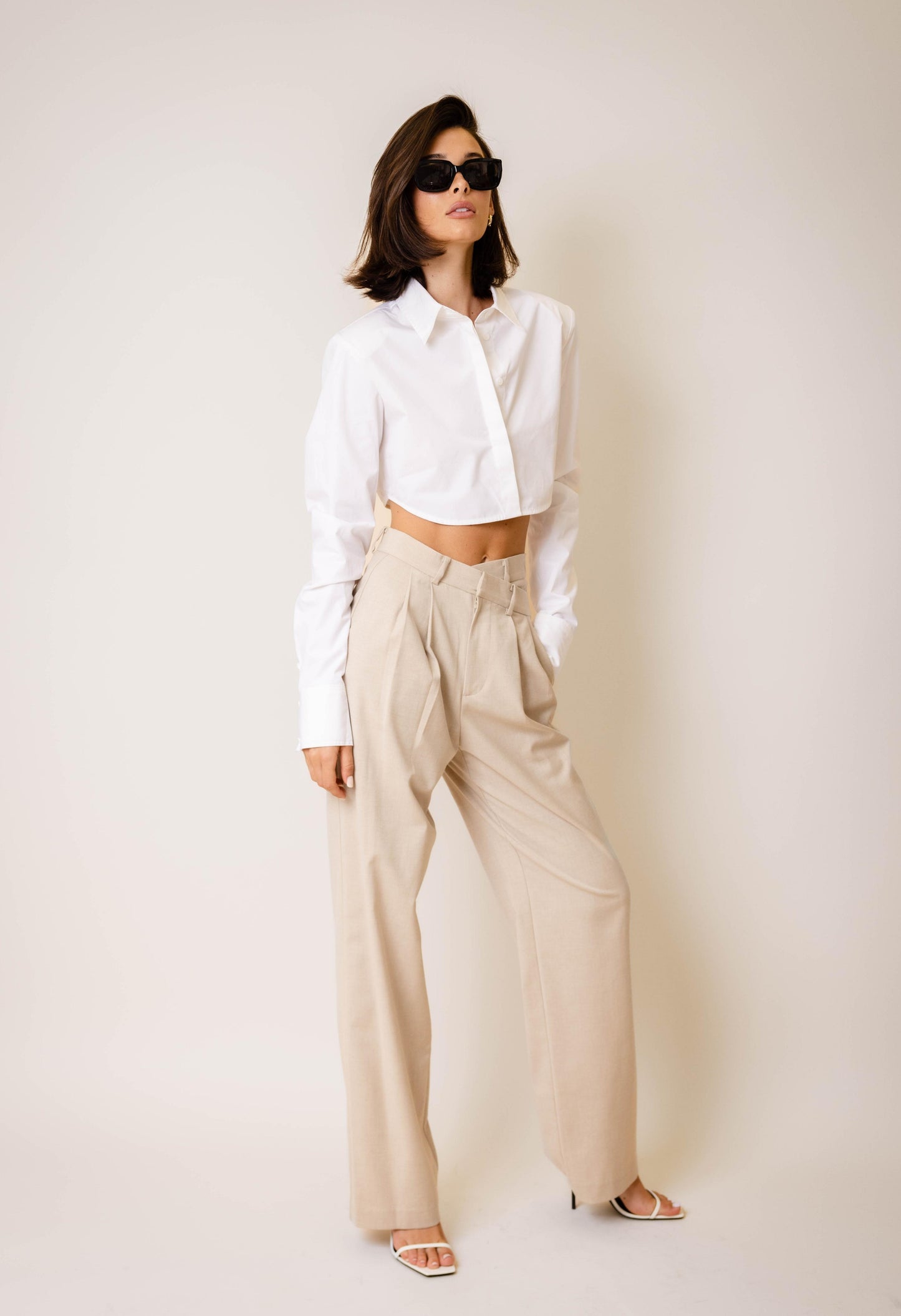 Criss Cross Pants In Beige
