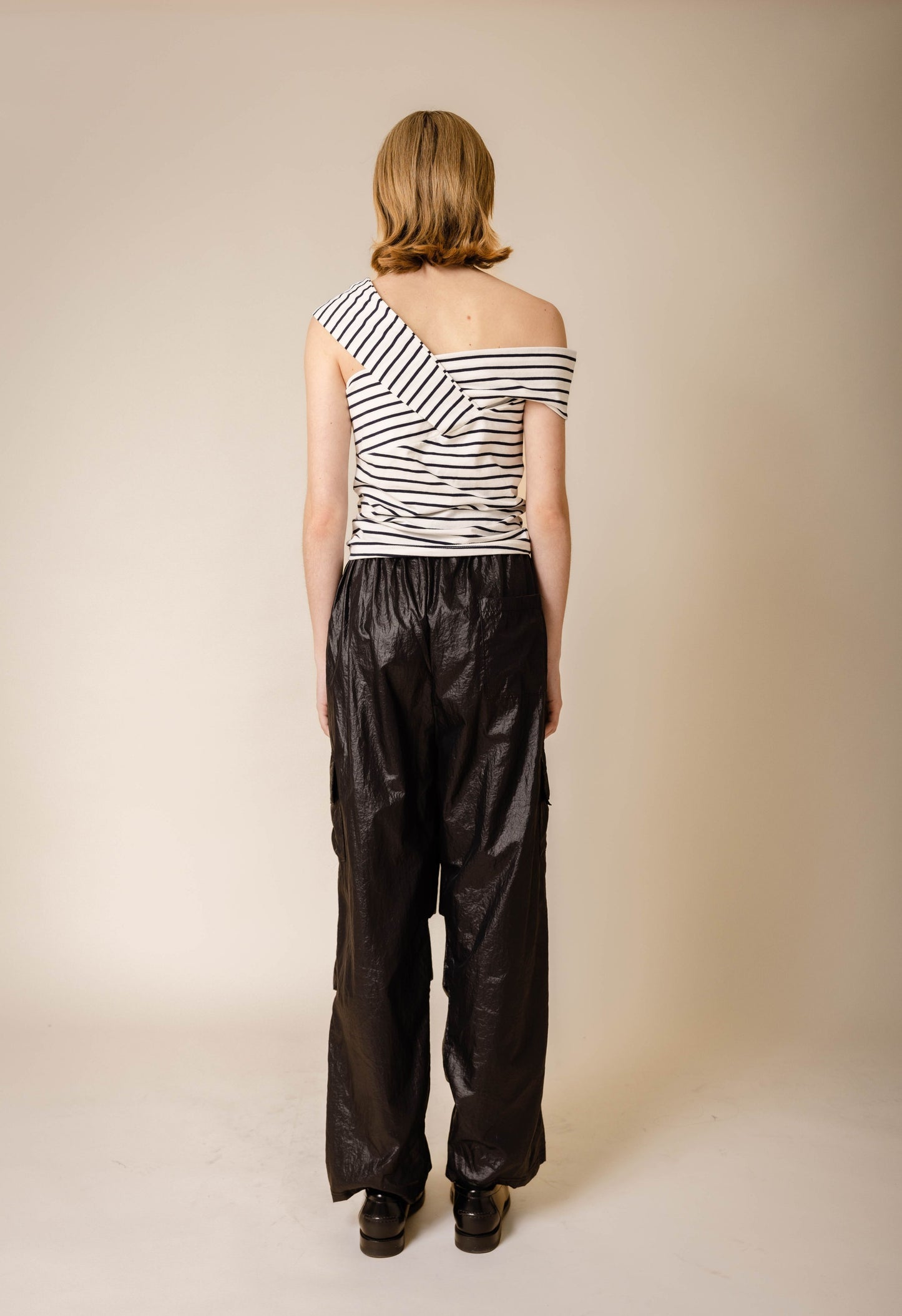 Crepe Off Shoulder Top In Stripe