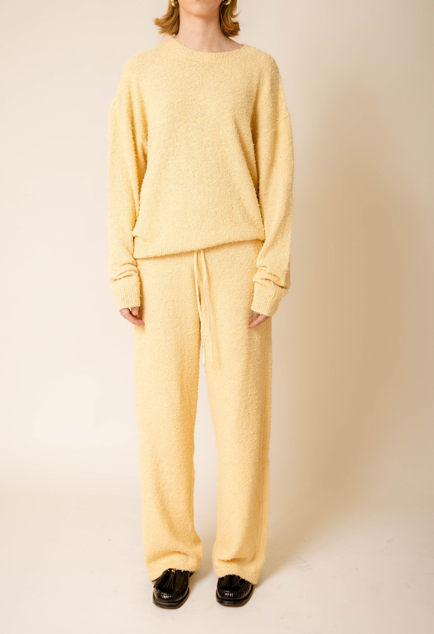 Fuzzy Sweater Top In Yellow