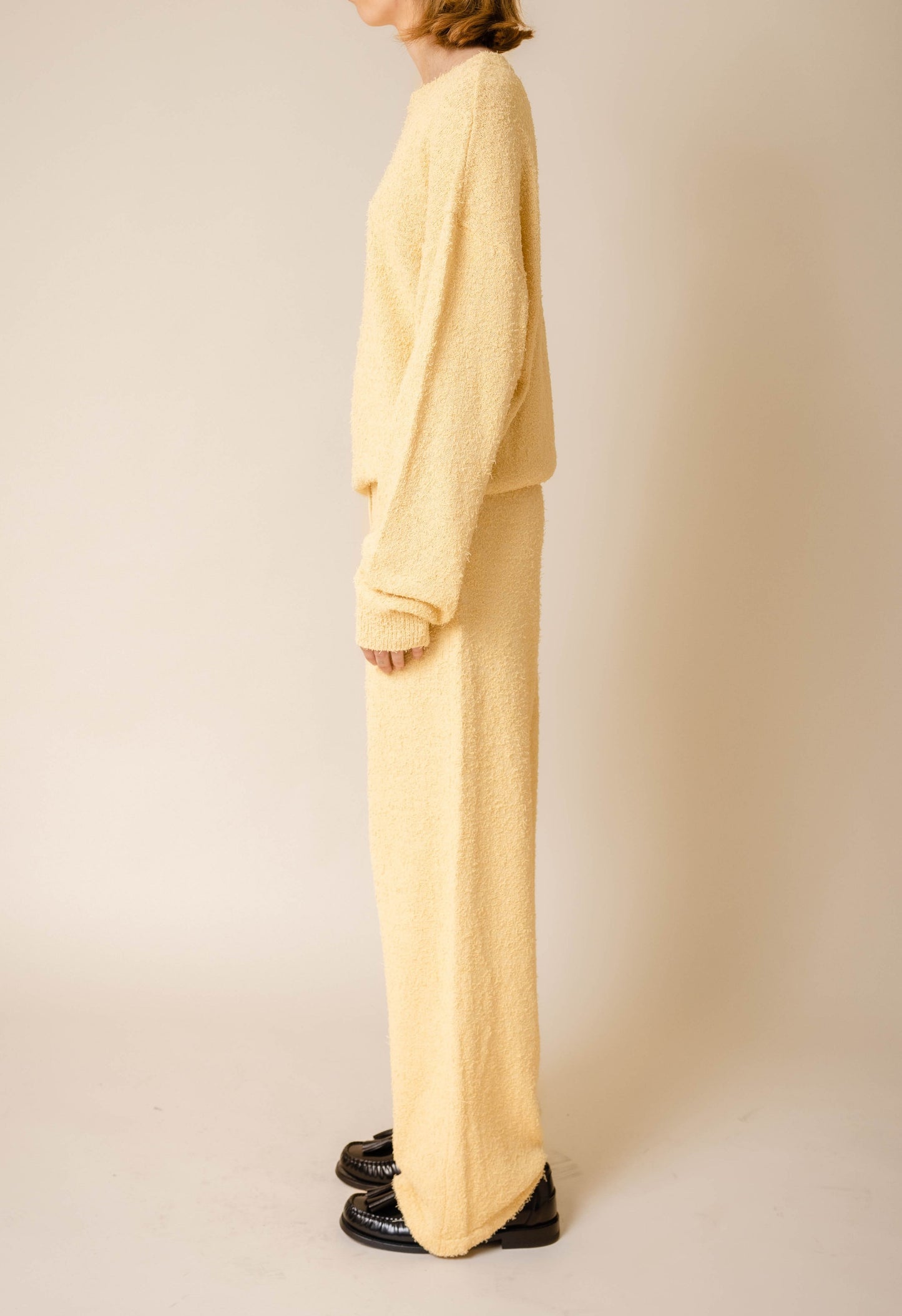 Fuzzy Sweater Top In Yellow