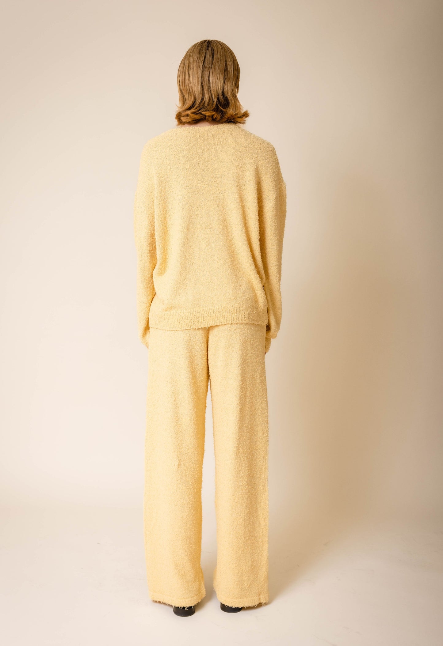 Fuzzy Sweater Top In Yellow