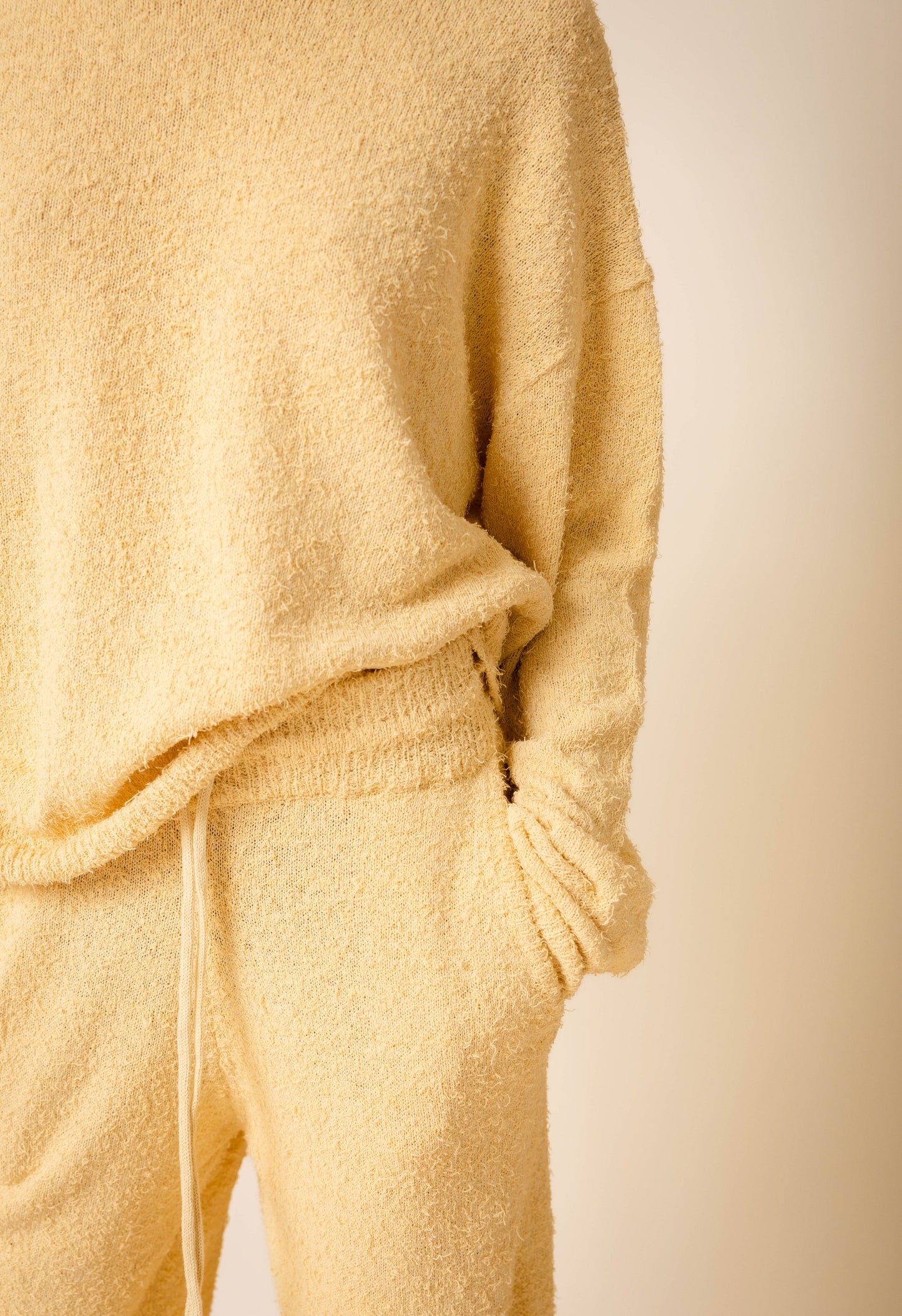 Fuzzy Sweater Top In Yellow
