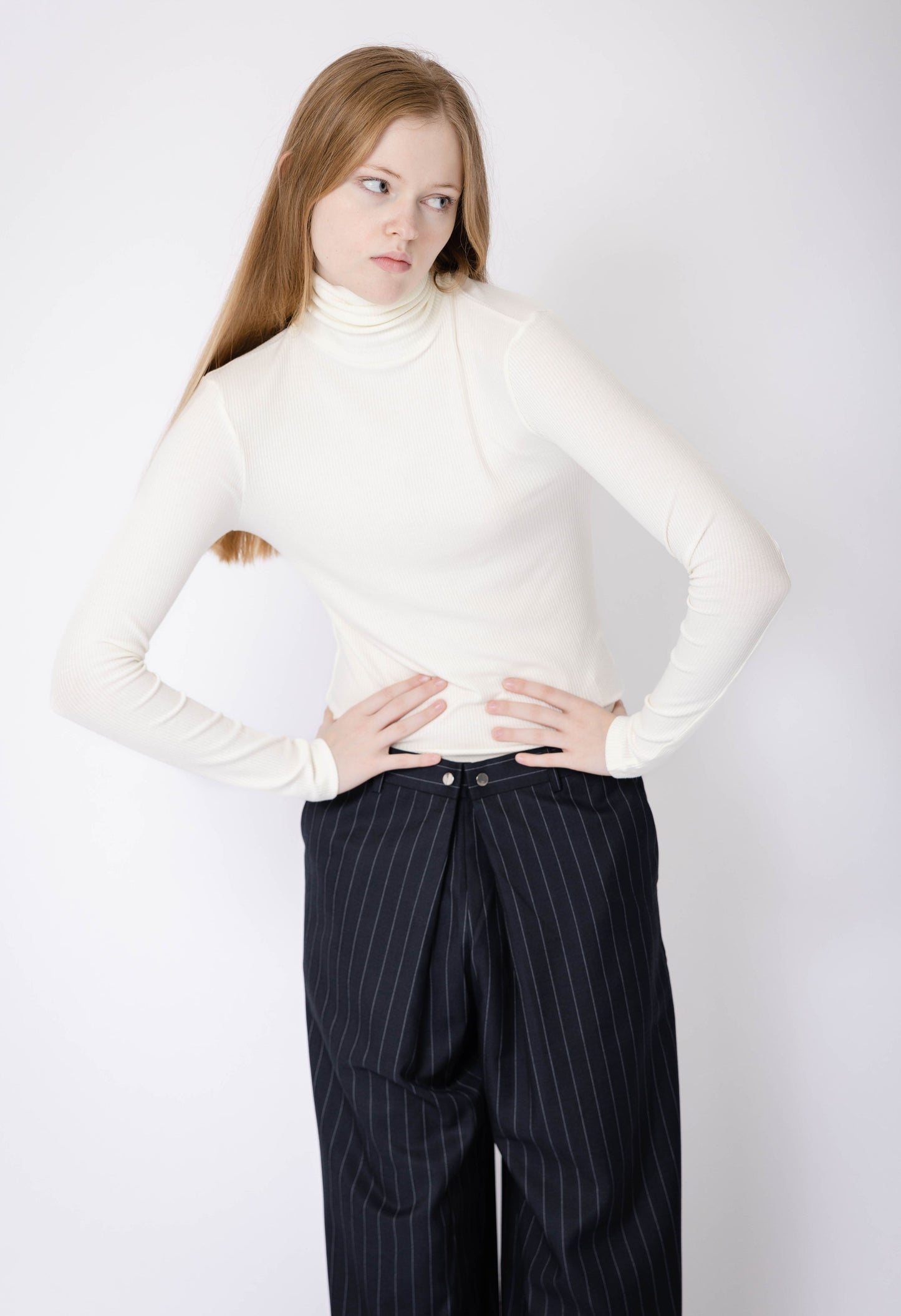 Ribbed Turtleneck in Off-White