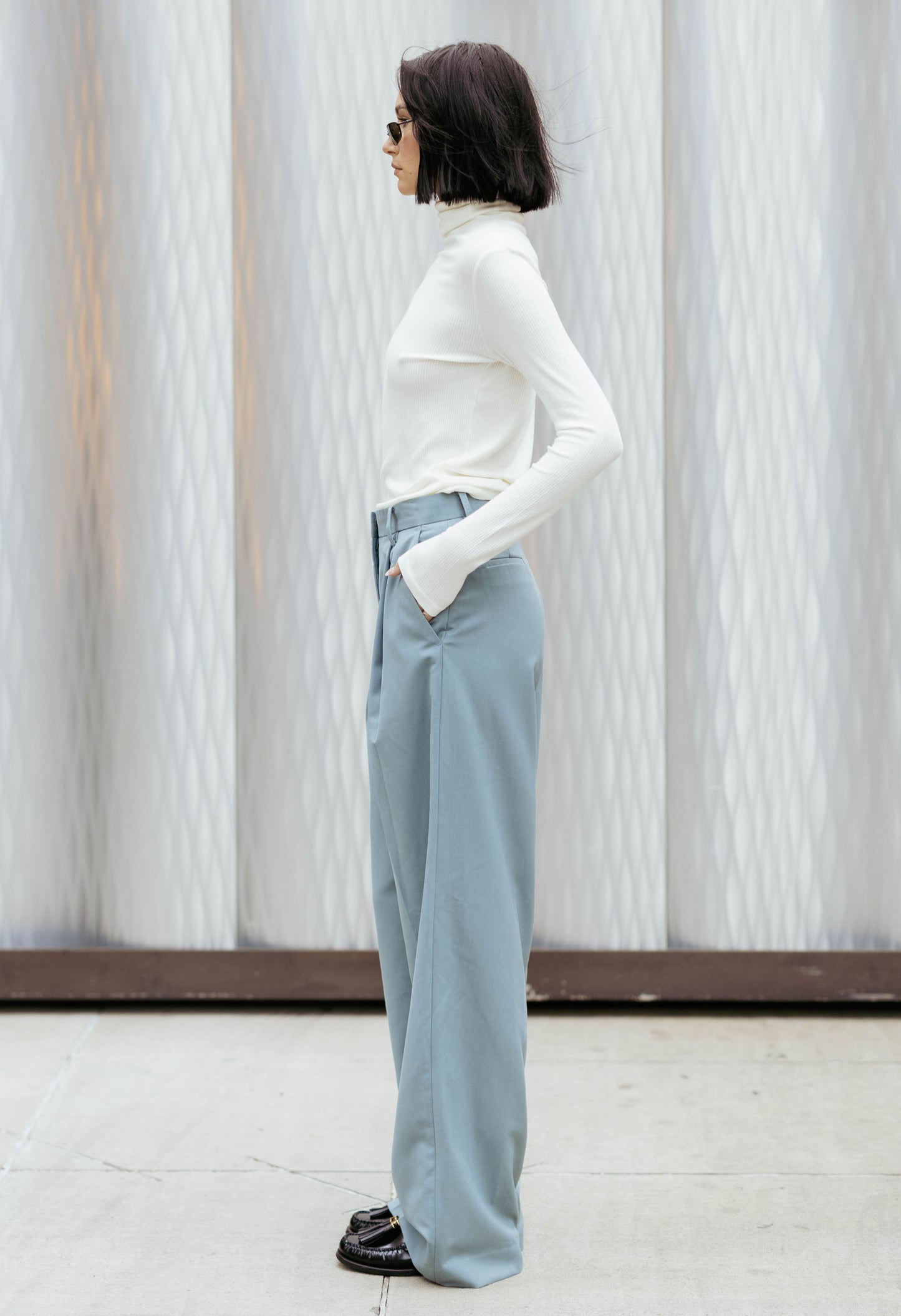 Ribbed Turtleneck in Off-White