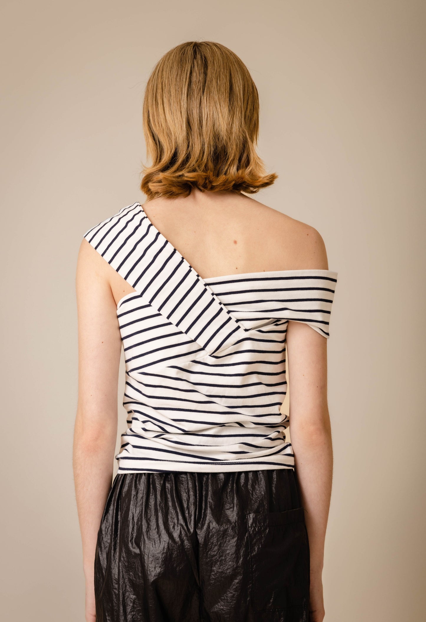 Crepe Off Shoulder Top In Stripe
