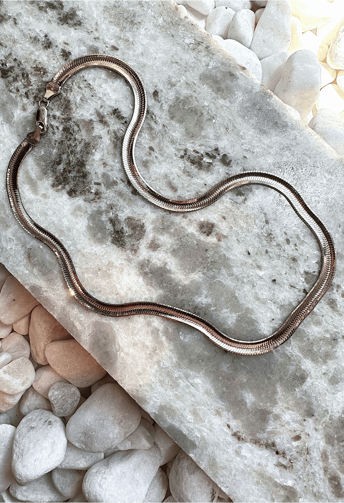 Silver Herringbone Necklace with Textured Finish