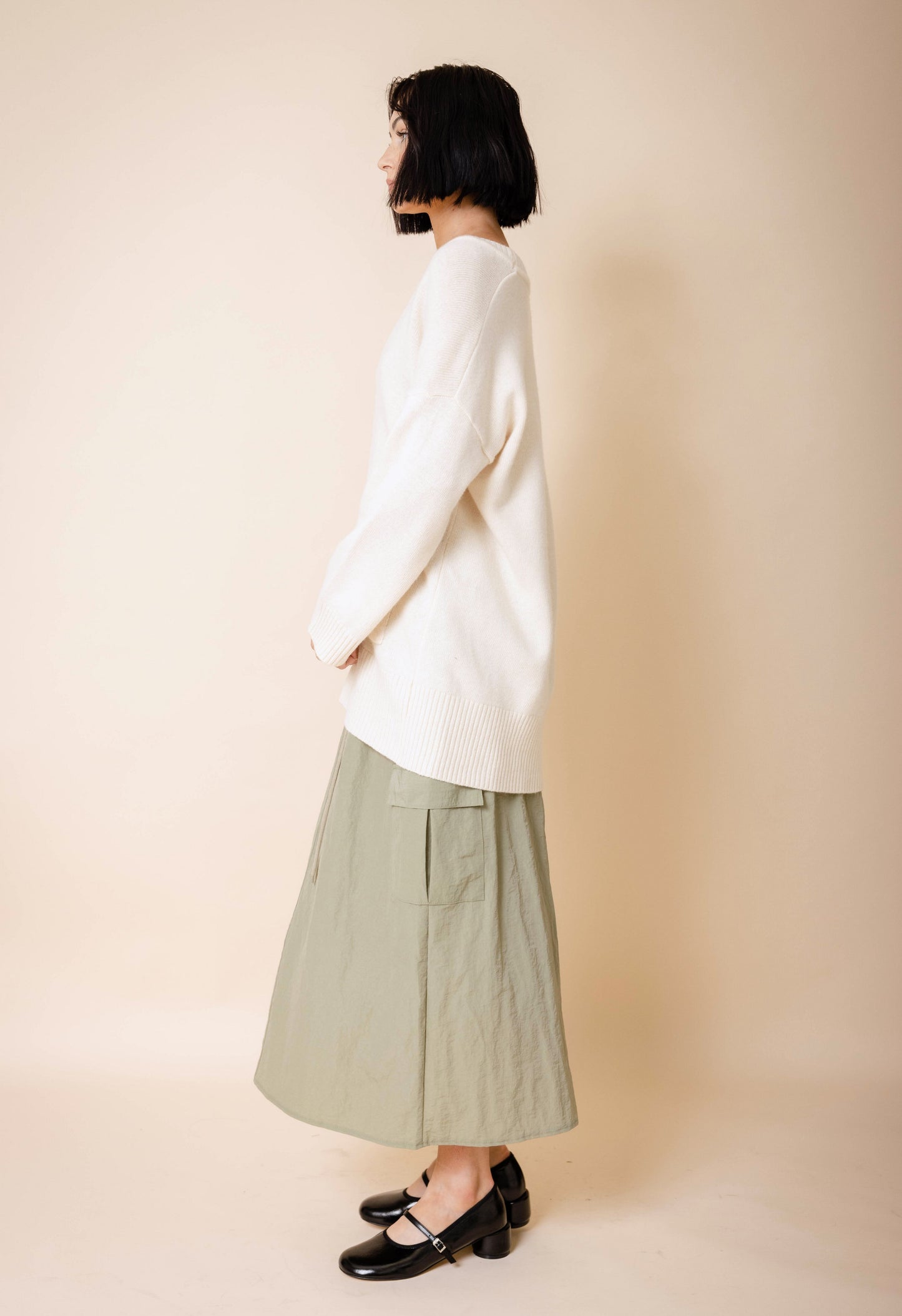 Portis V Neck Sweater in Cream