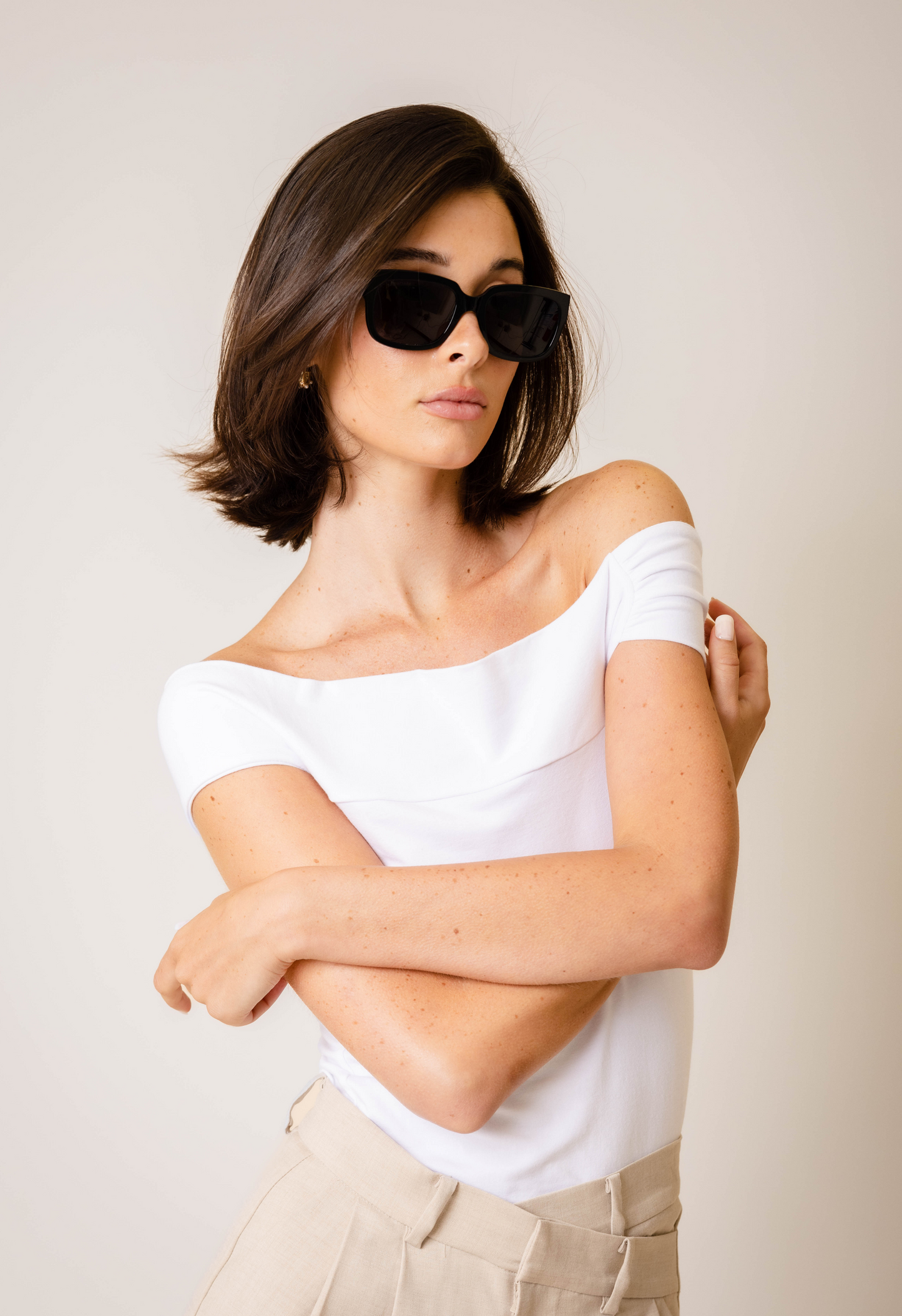 Crepe Off Shoulder Top In White