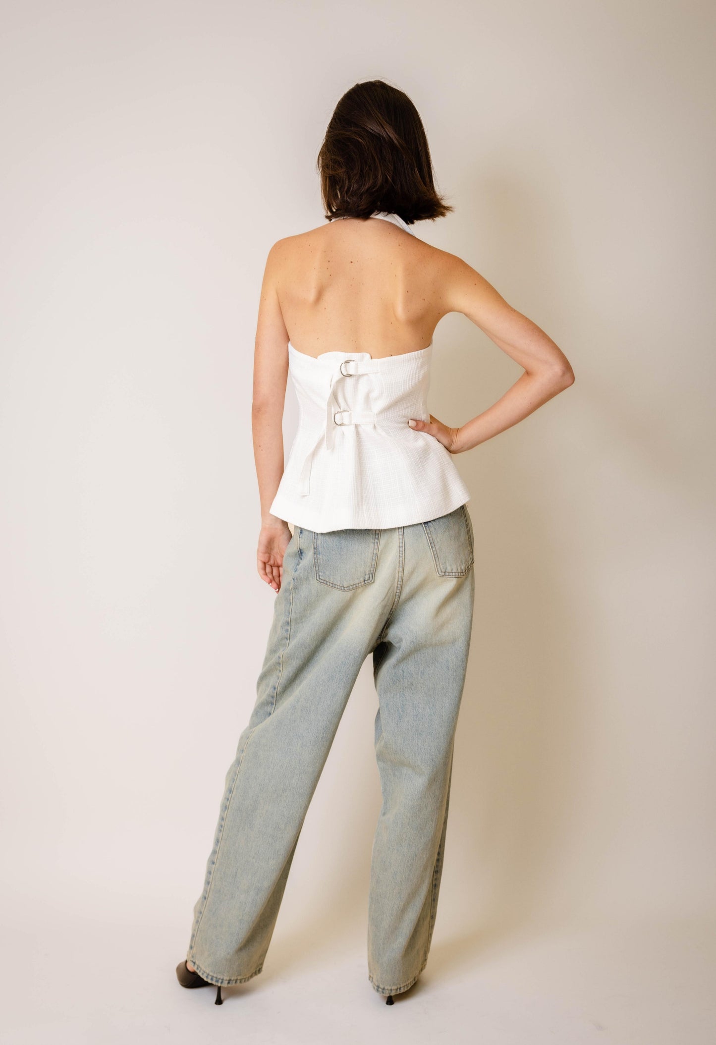 Tweed Vest In White
