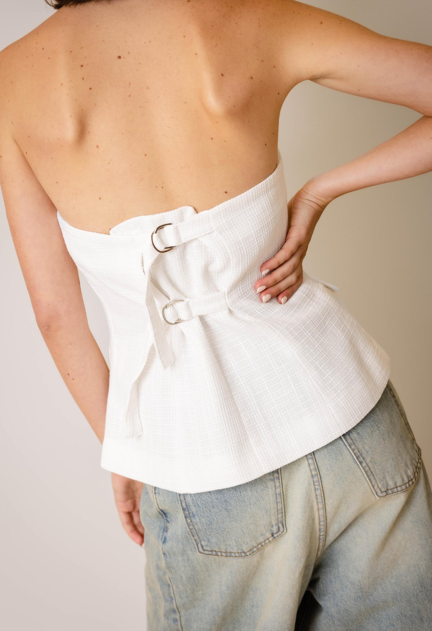 Tweed Vest In White