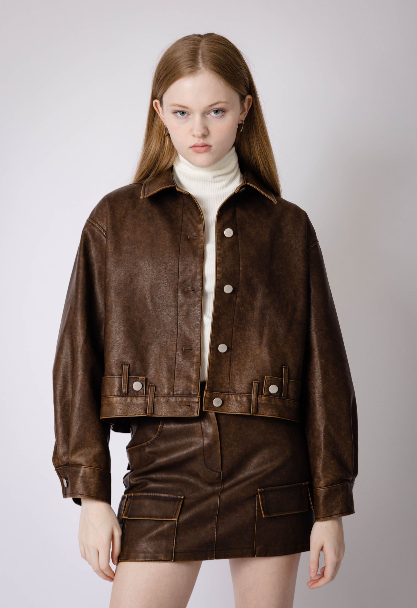 Brown Leather Mini Skirt
