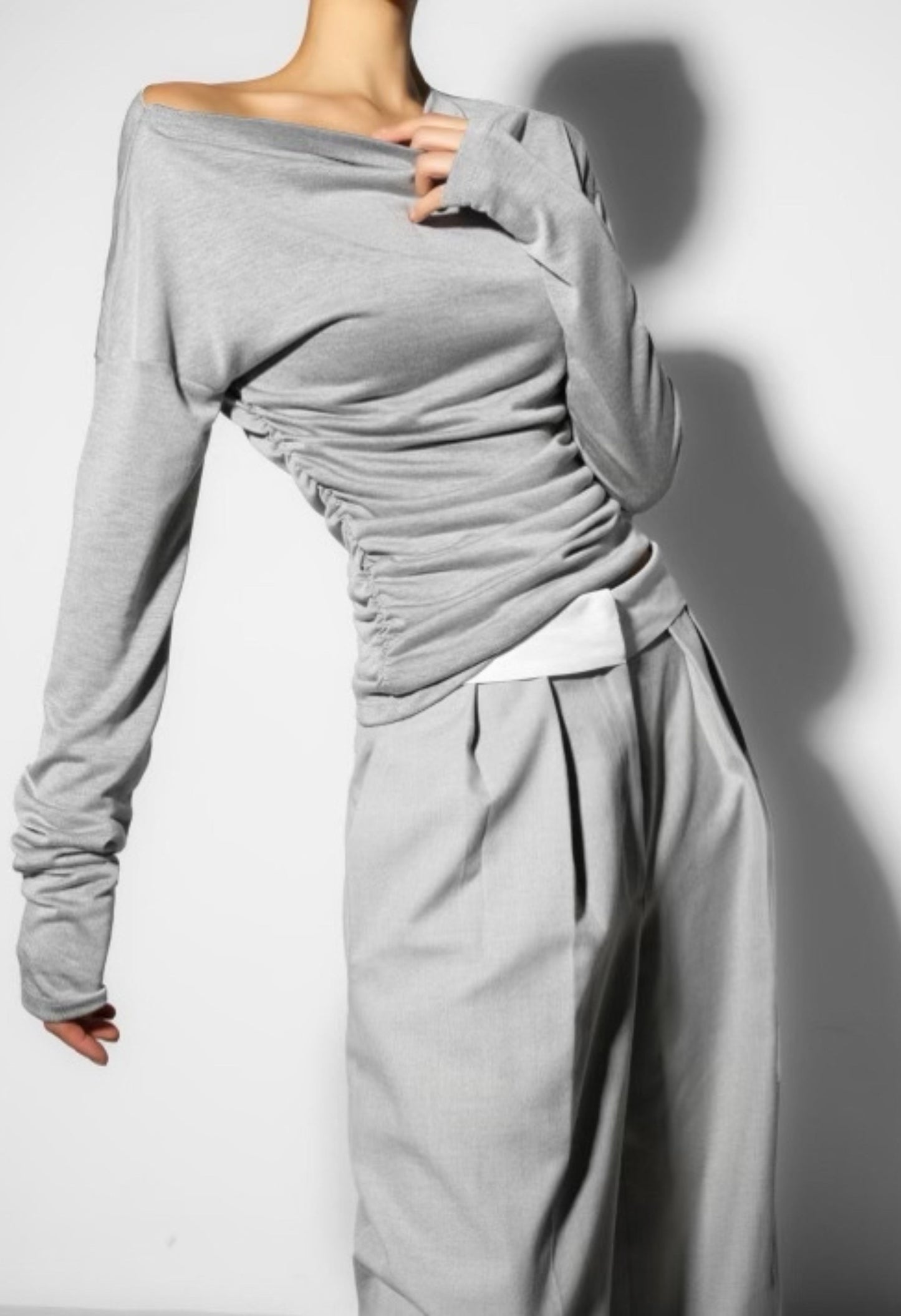Glacier Ruched Long Sleeve in Grey