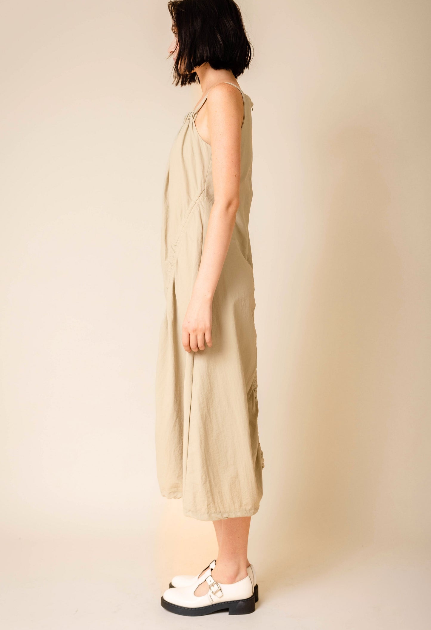 Long Parachute Dress In Khaki