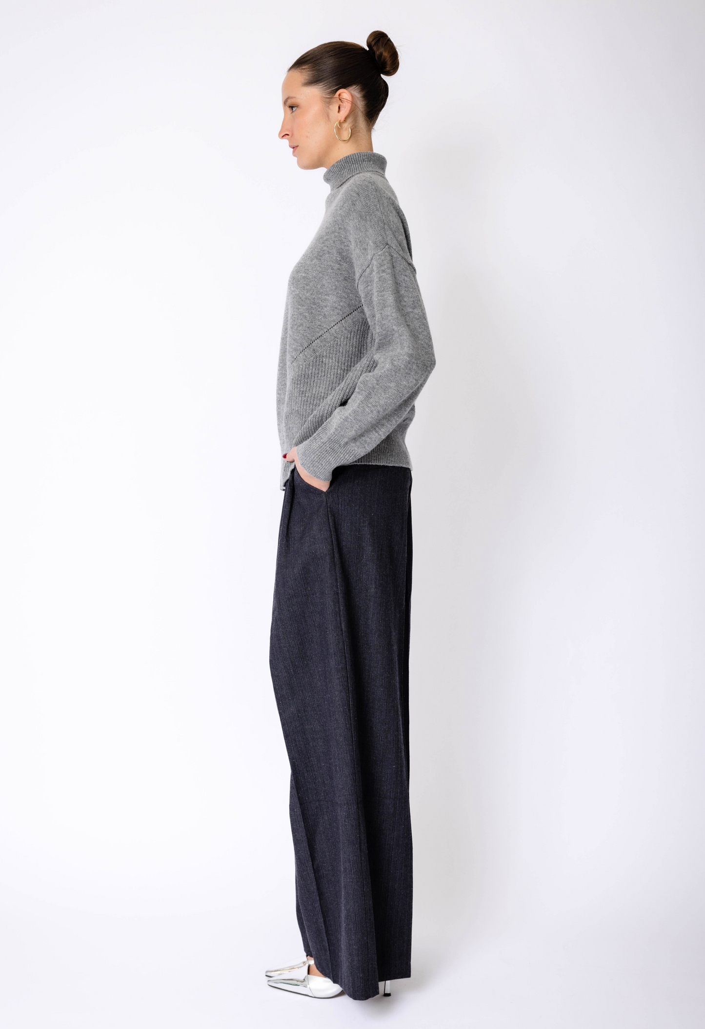 Cashmere Blend Sweater In Flint