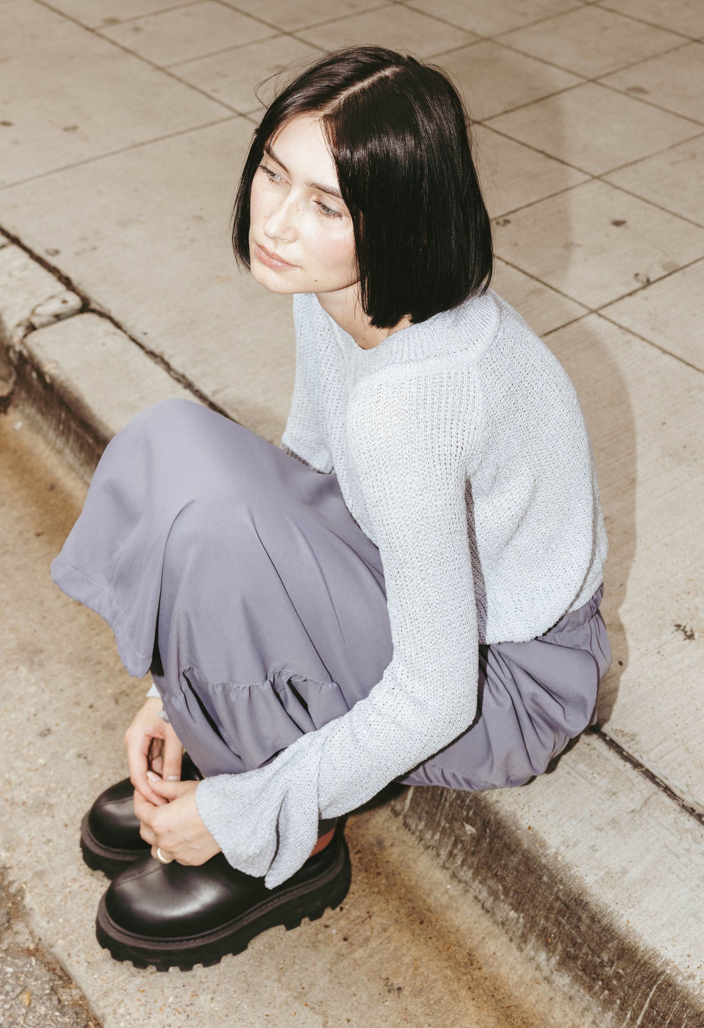 Iris Cropped Sweater in Cool Grey