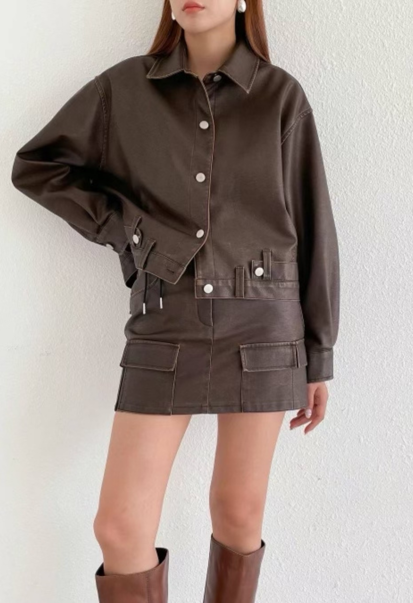 Brown Leather Mini Skirt