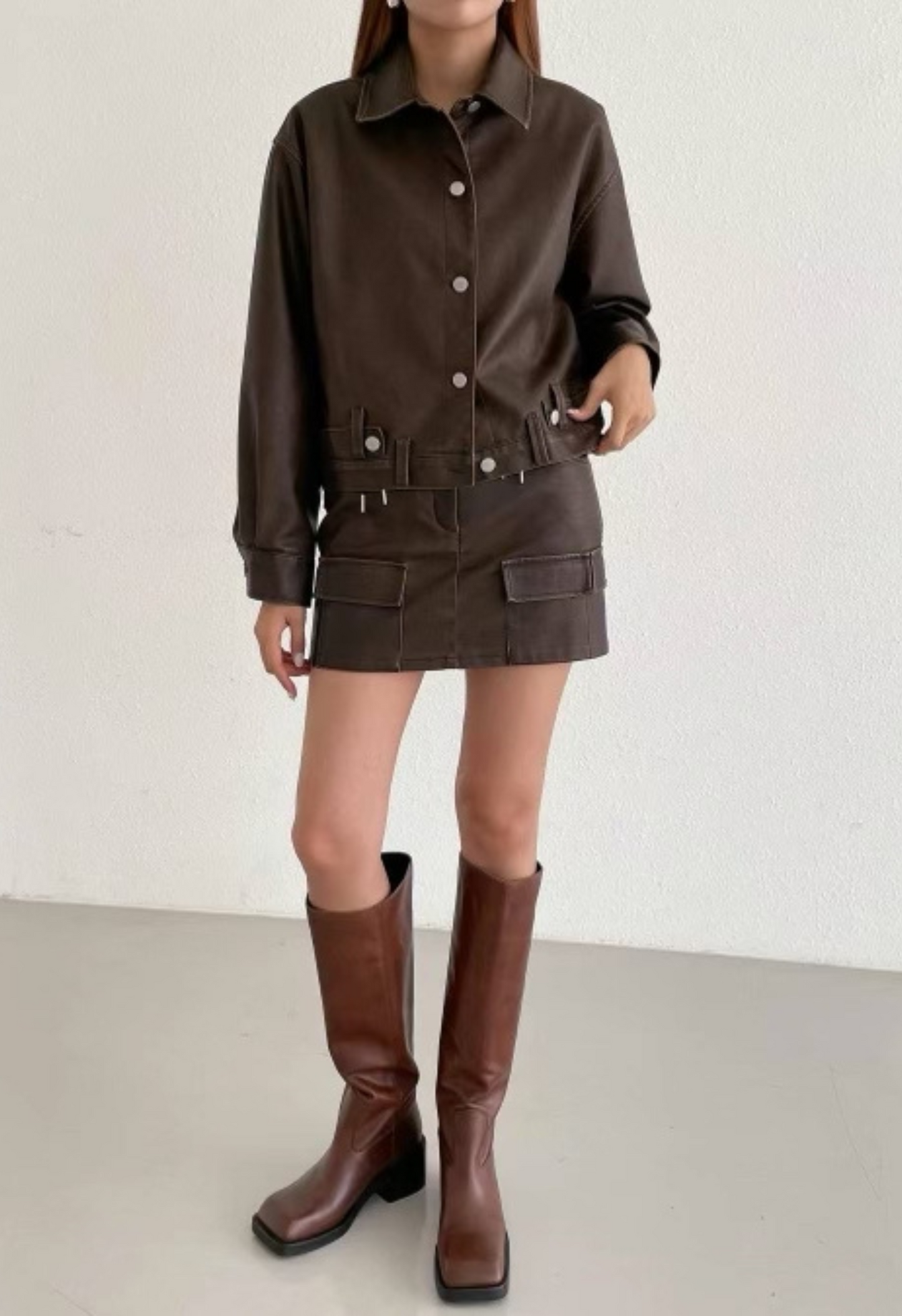 Brown Leather Mini Skirt
