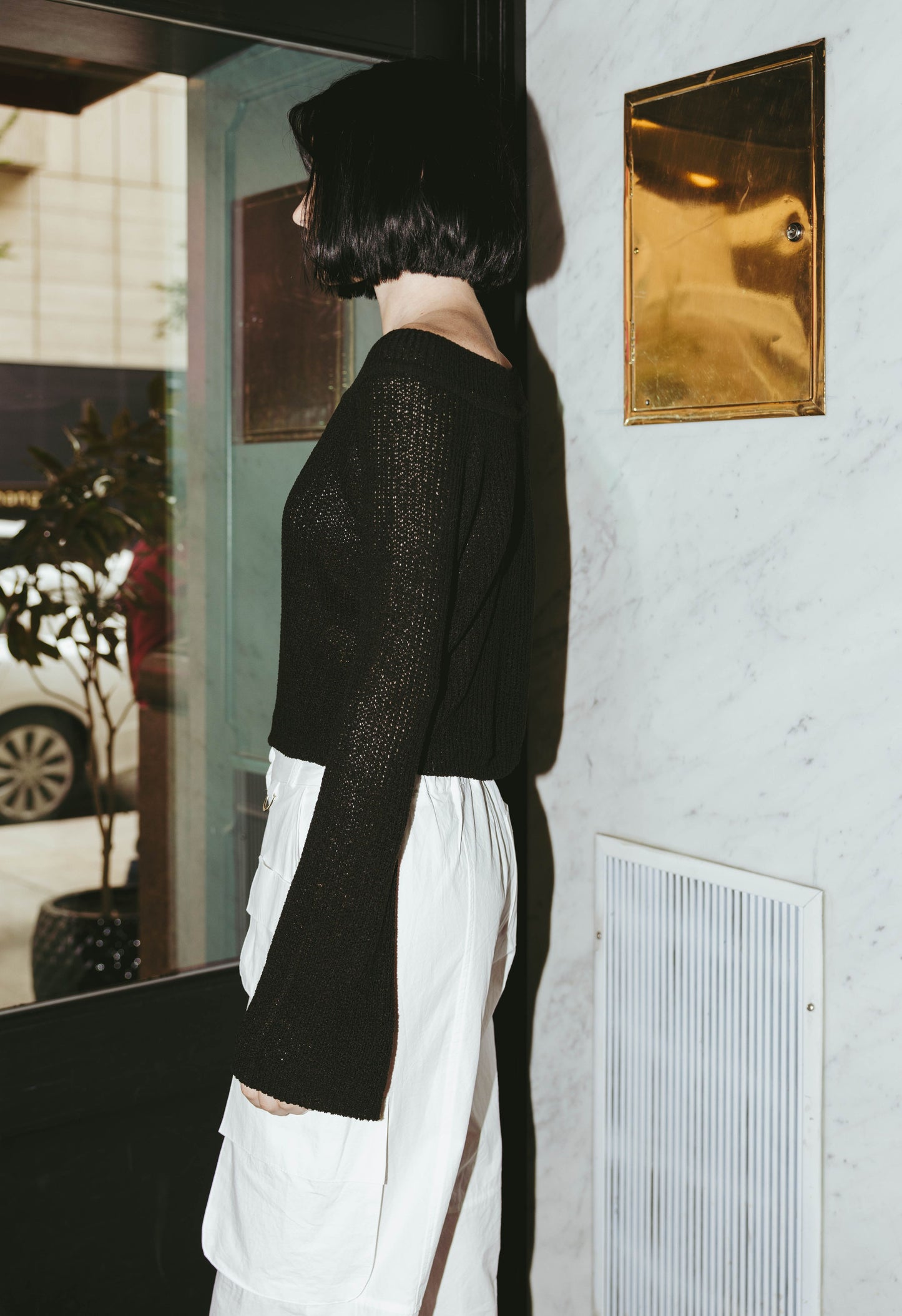 Iris Cropped Sweater in Black