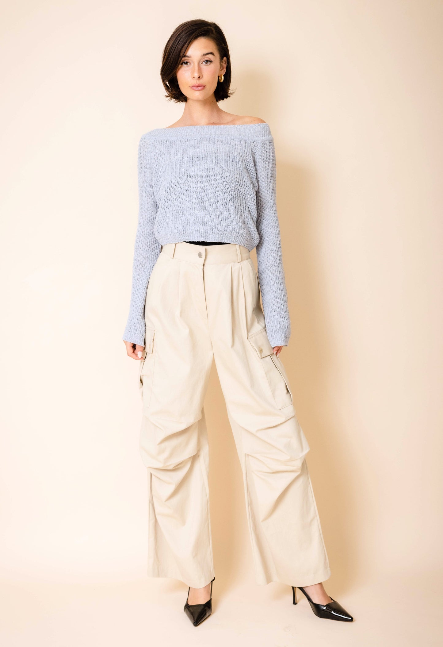 Iris Cropped Sweater in Cool Grey