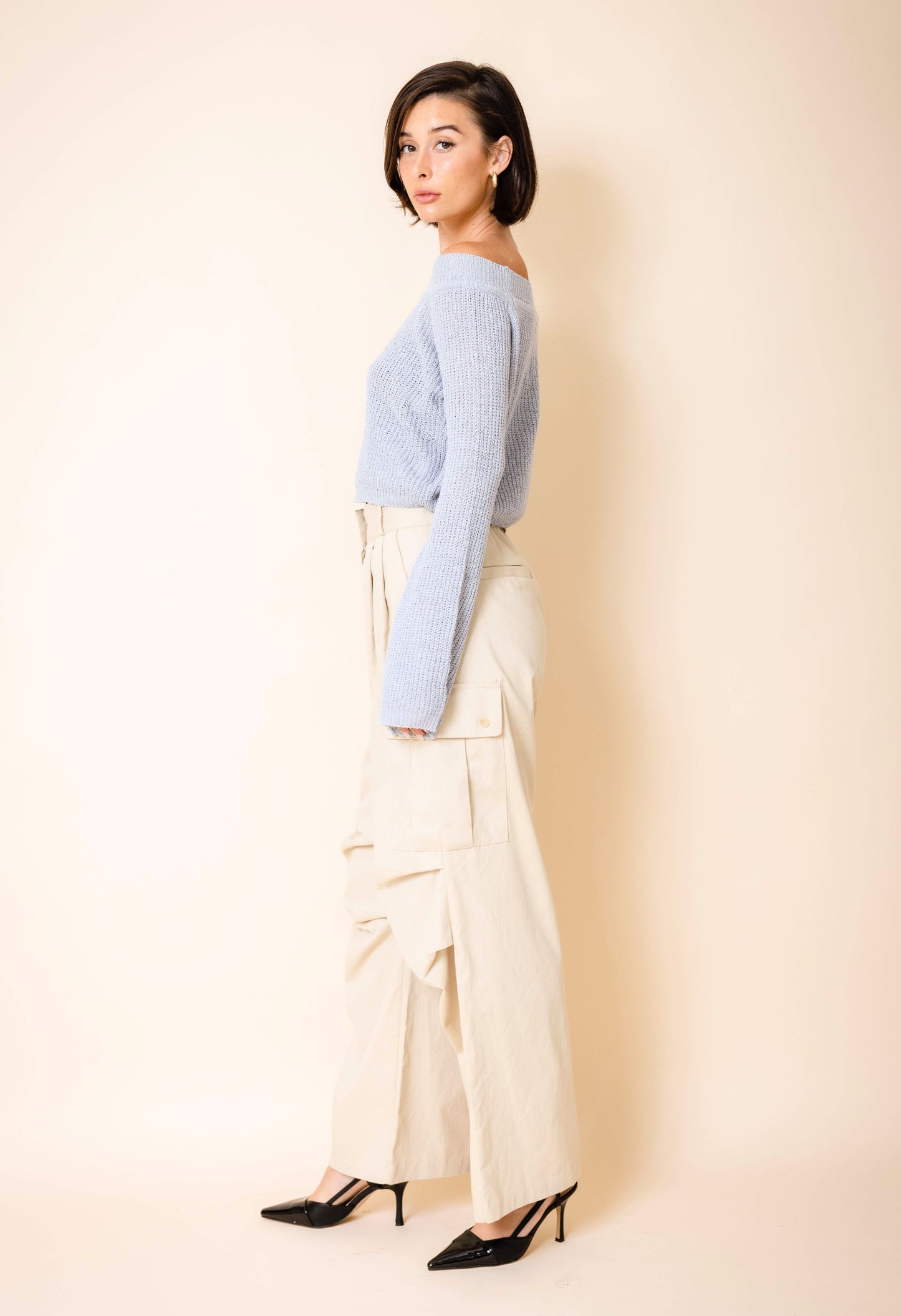 Iris Cropped Sweater in Cool Grey
