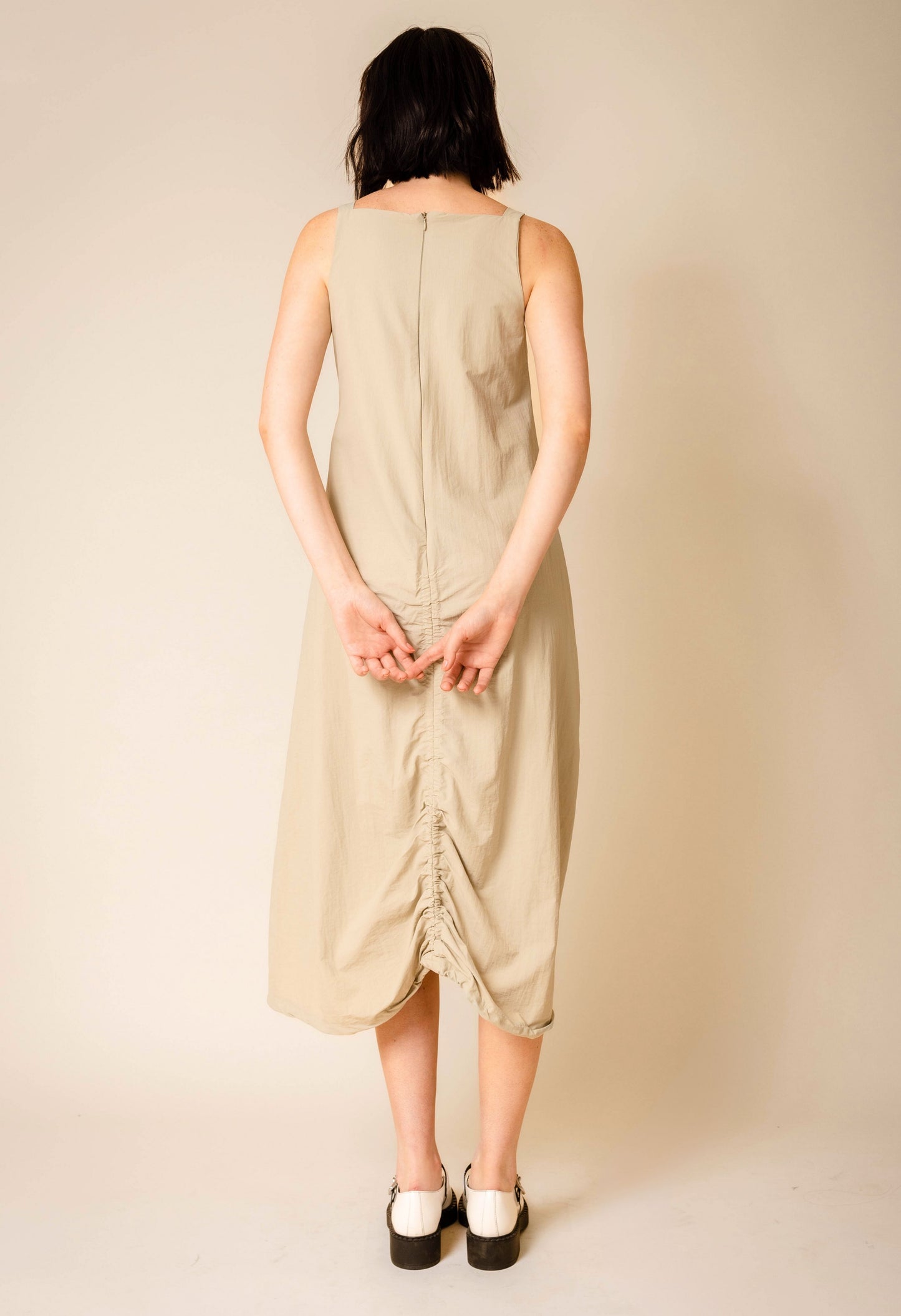 Long Parachute Dress In Khaki