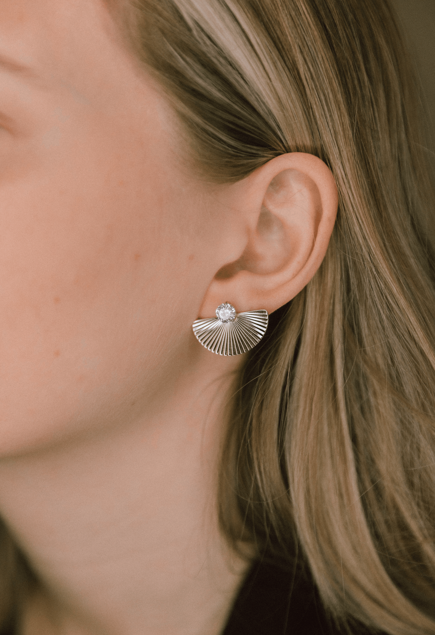 Gold Crystal Fan Earring