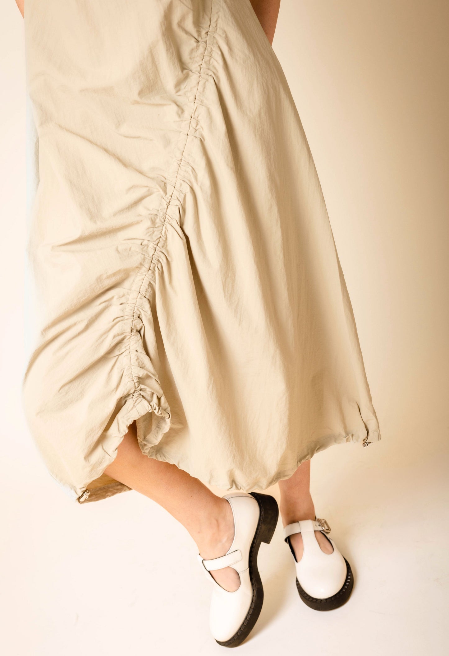 Long Parachute Dress In Khaki