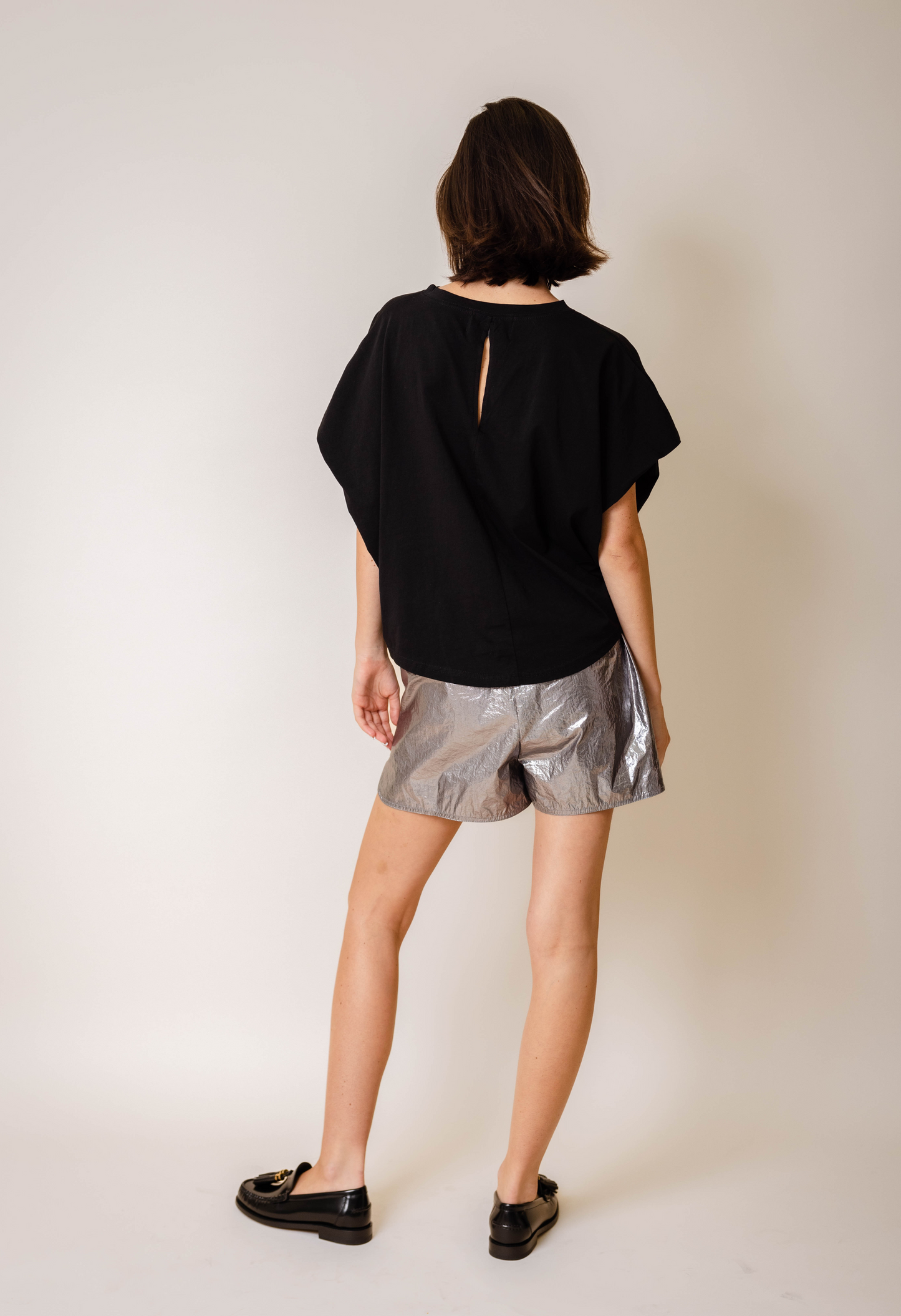 Open Back Tee in Black