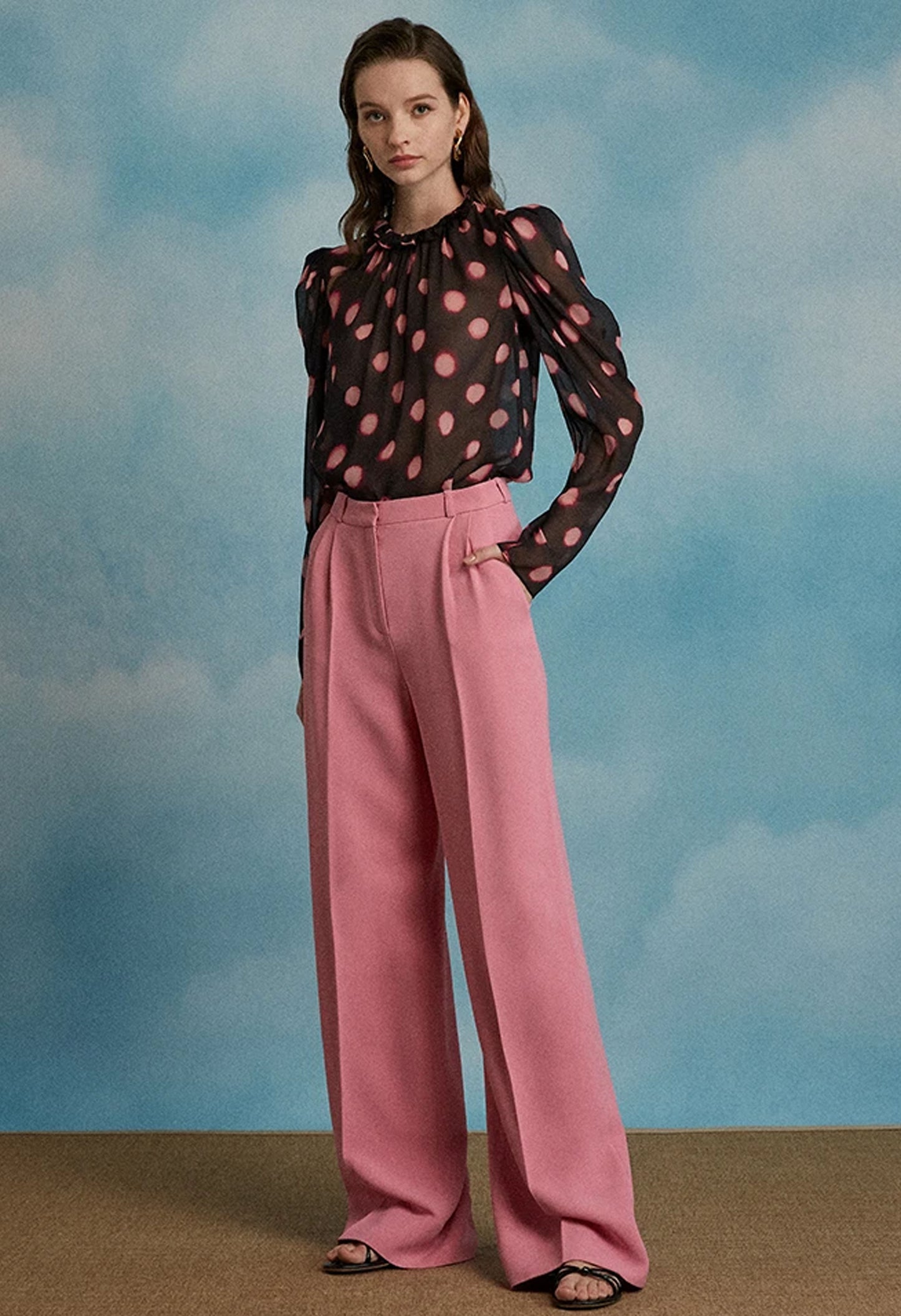 Mel B Top In Blush Large Polka Print