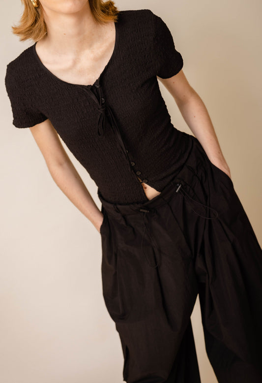Lily Black Button Up Tee