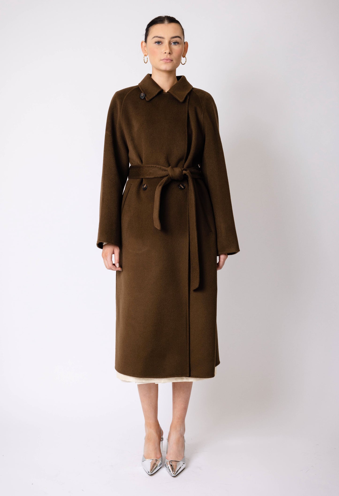 Cashmere Trench Coat in Brown