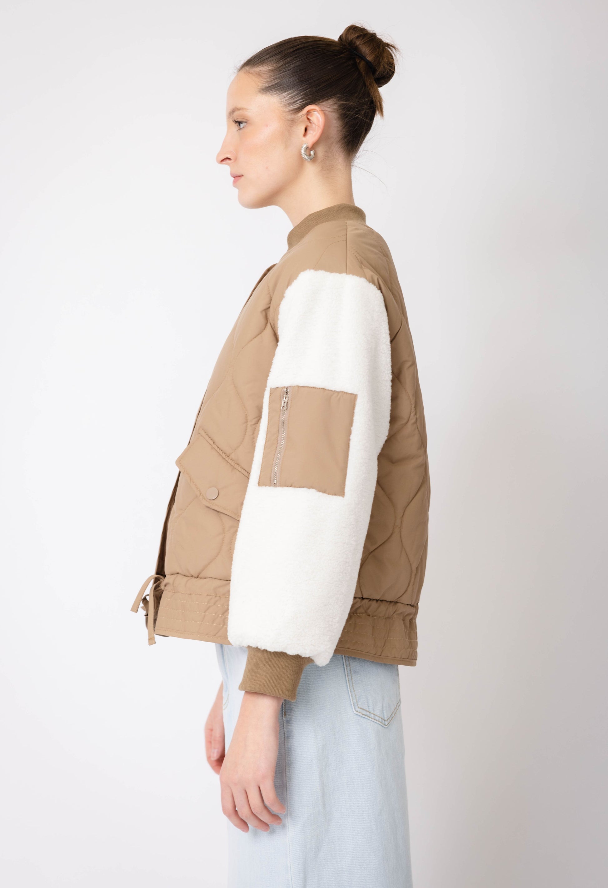 Shearling Quilted Jacket In Ochre The NKC Store