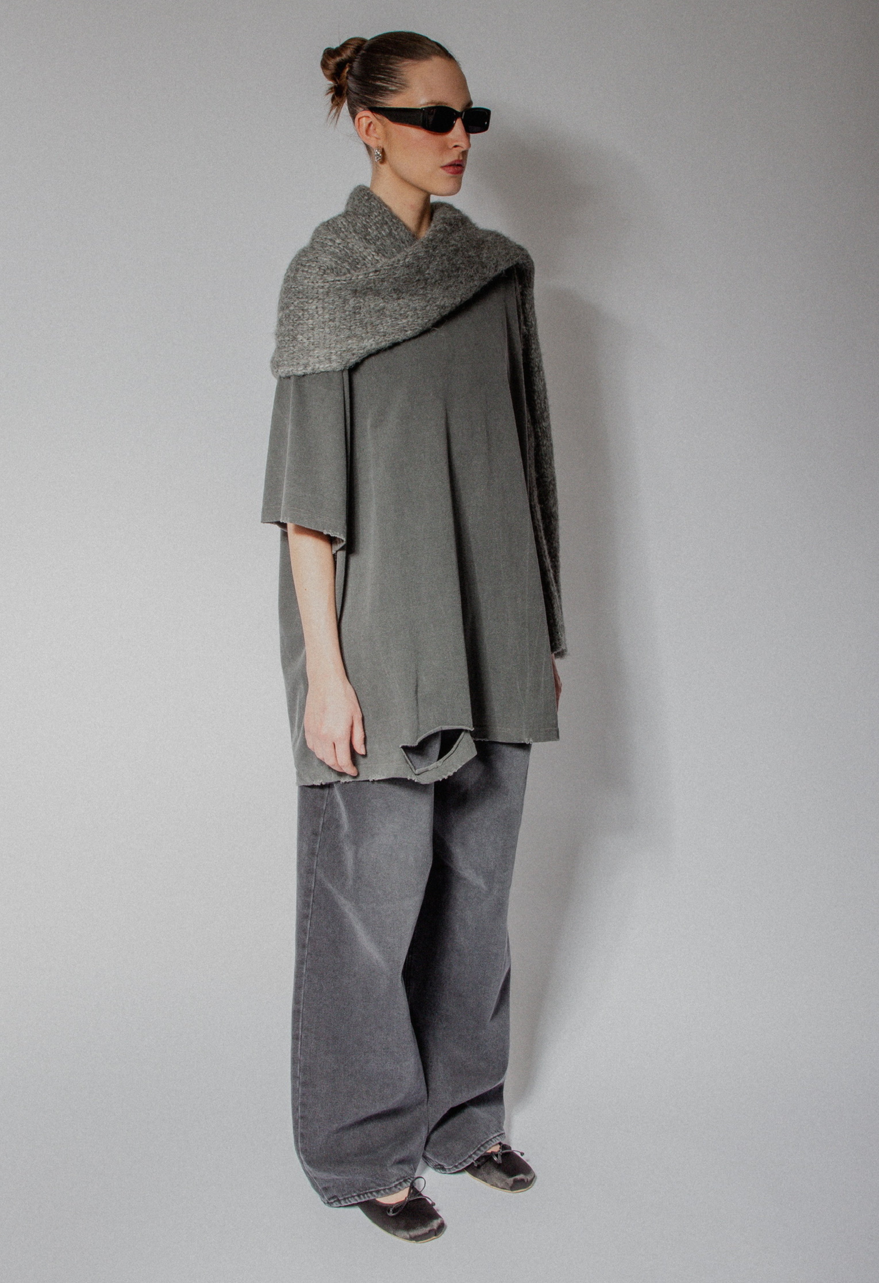 Grey Knit One-Arm Scarf – The NKC Store