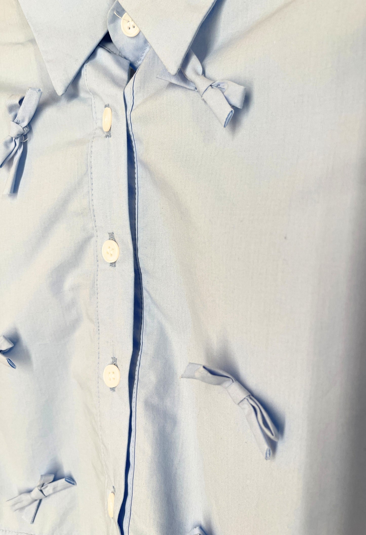 Cropped Bowtie Button Down In Blue
