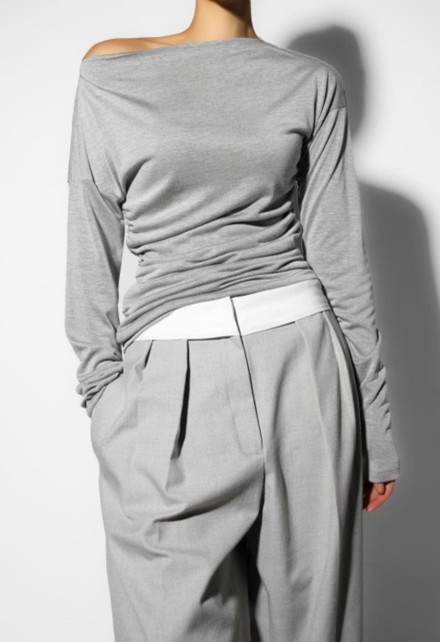 Glacier Ruched Long Sleeve in Grey