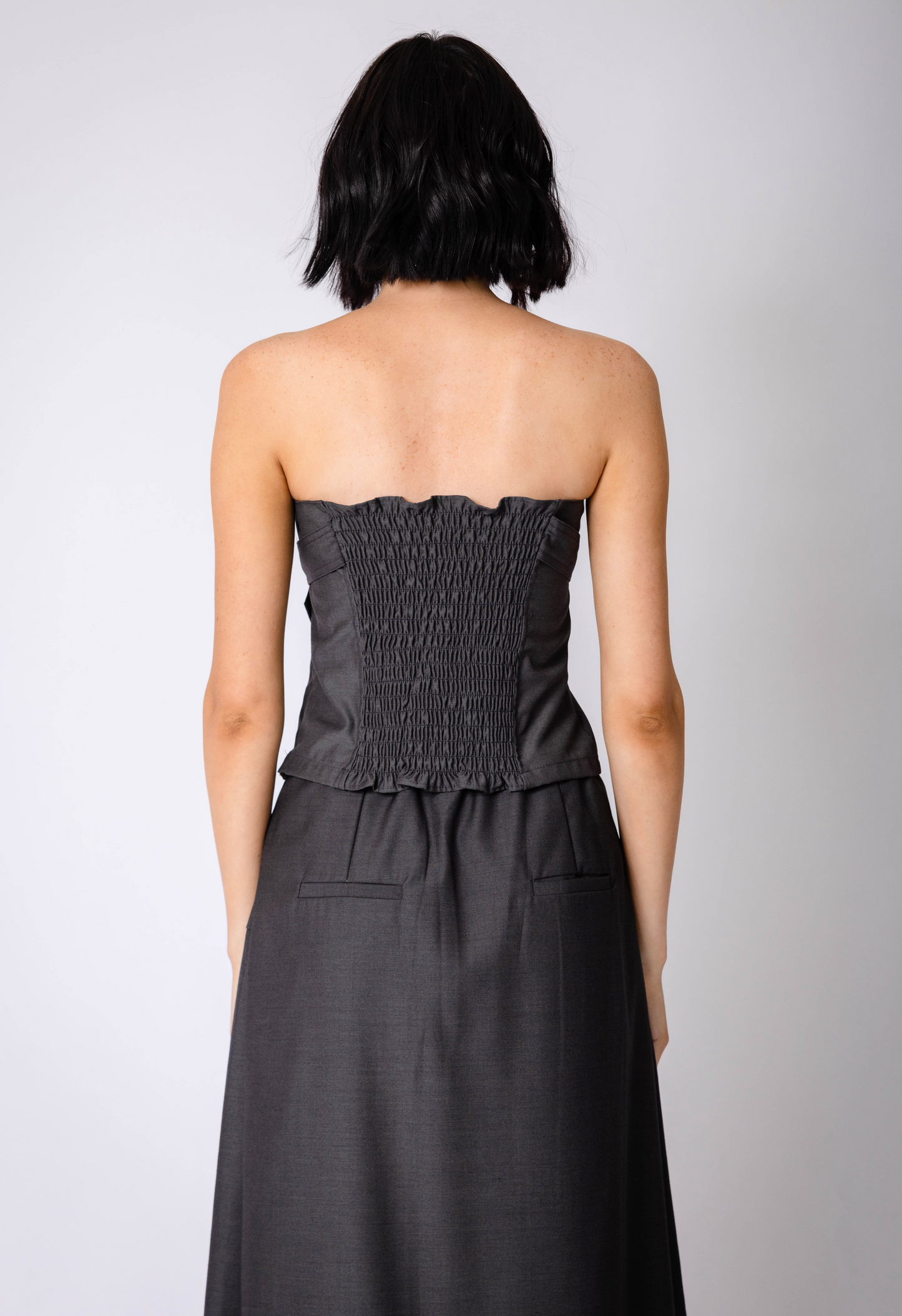 Heritage Bustier Top In Charcoal