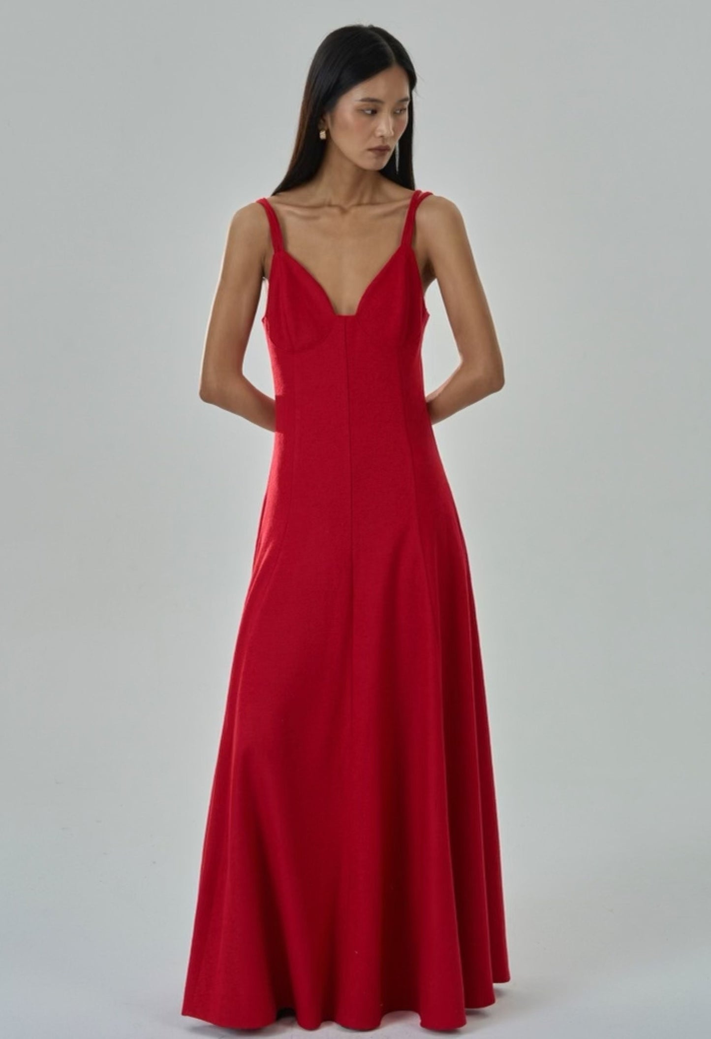 Angelina Wool Dress In Cherry Red