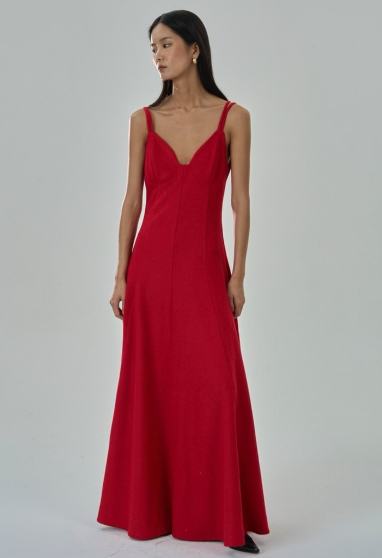 Angelina Wool Dress In Cherry Red