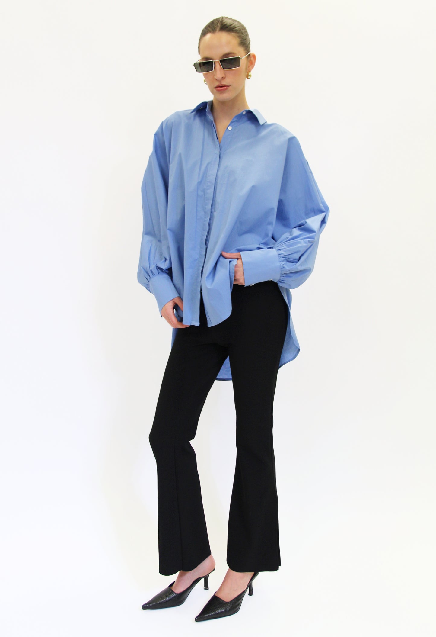 Oversized Button Up in Sky Blue