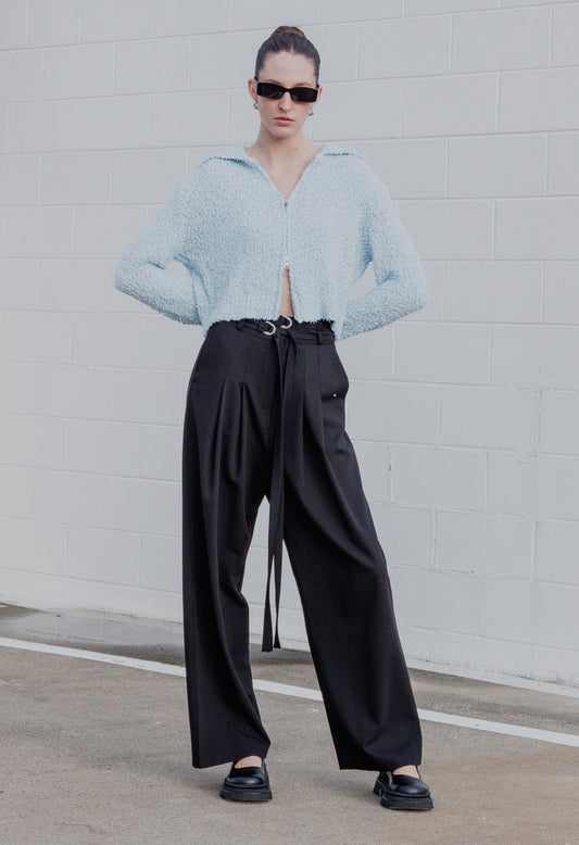 Volta Pleated Trousers in Black