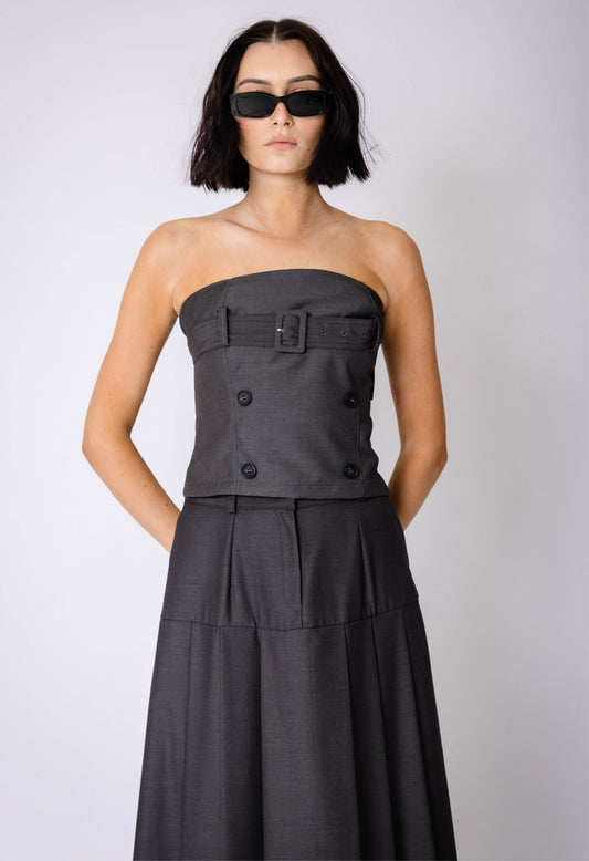 Heritage Bustier Top In Charcoal