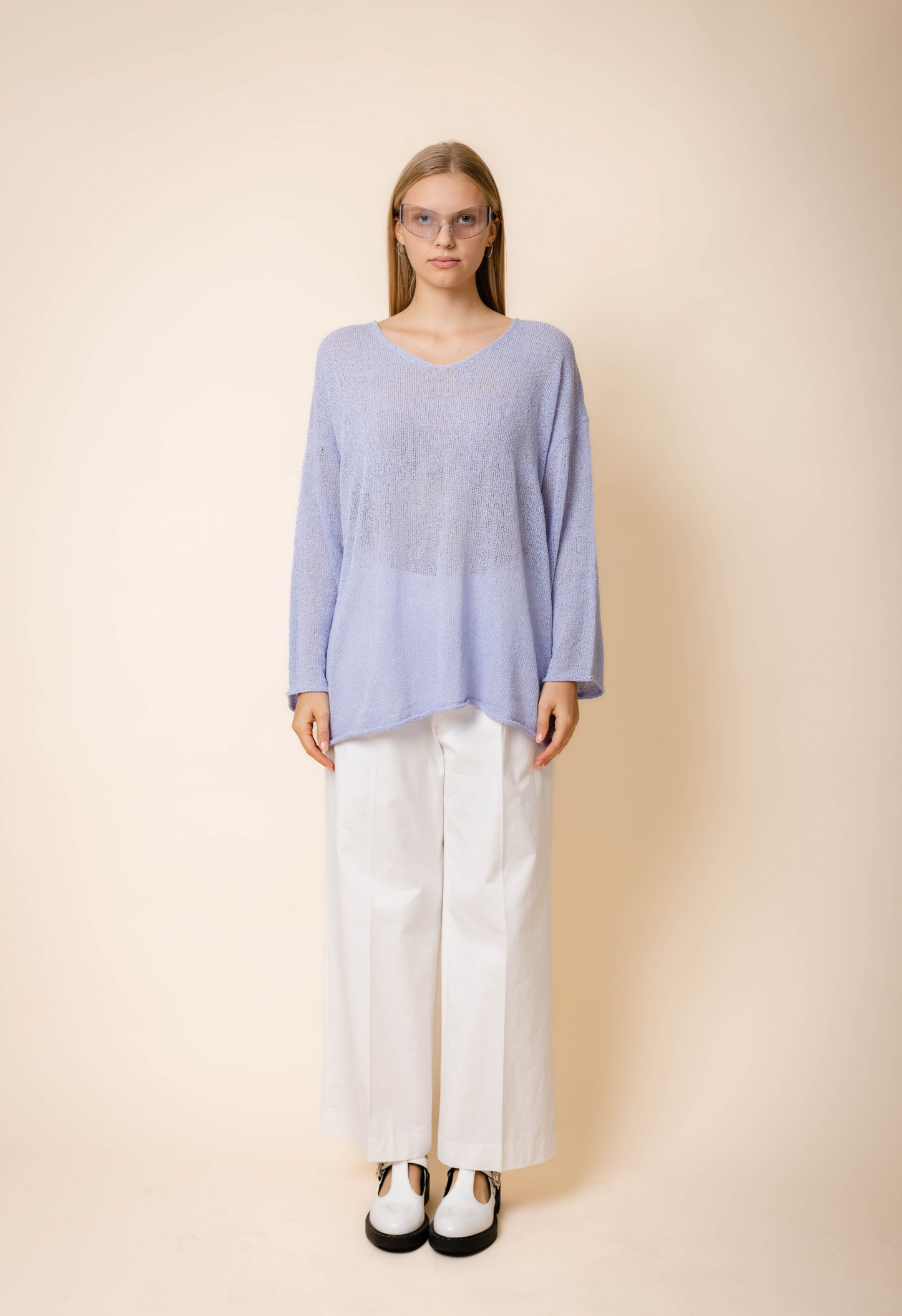 Oversized Stitch Sweater in Periwinkle