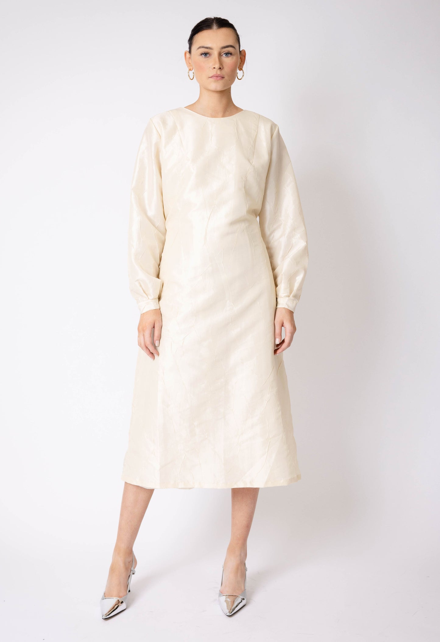 Hera Button Down Dress In Ivory