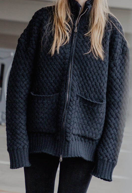 Knit Sweater Jacket in Black