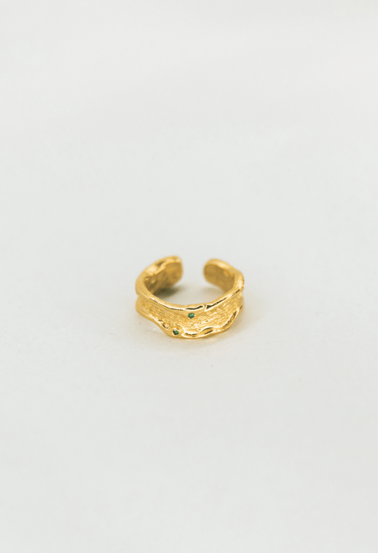 CRINKLE EMERALD RING 14K GOLD VERMEIL Crinkle Emerald Ring