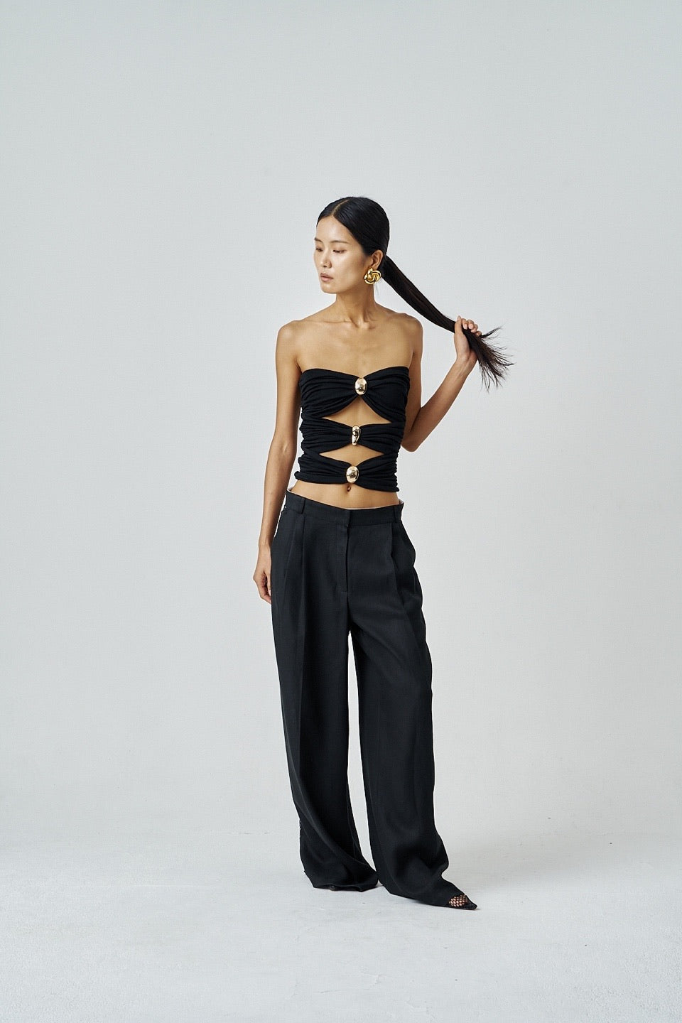 売れ筋商品|||ダナキャランニューヨーク カットソー トップス レディース Women's Cropped Long-Sleeve Button-Front Shirt L4c - Hbr St Fr Bl/mrn St Bl Wh Long Sleeve Button Front Shirt With Chest Pocket Rhinestone