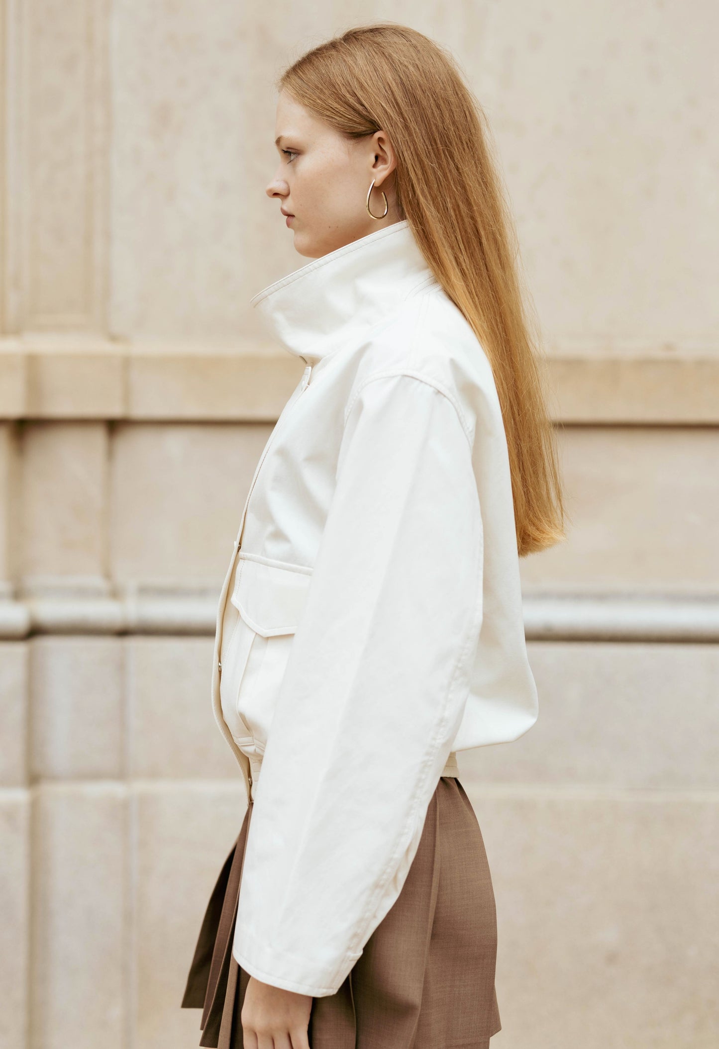 Twyla High Neck Jacket In White